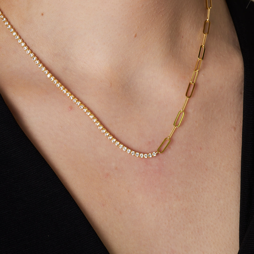 Su Yolu Dikdörtgen Zincir Kolye - 925 GÜMÜŞ