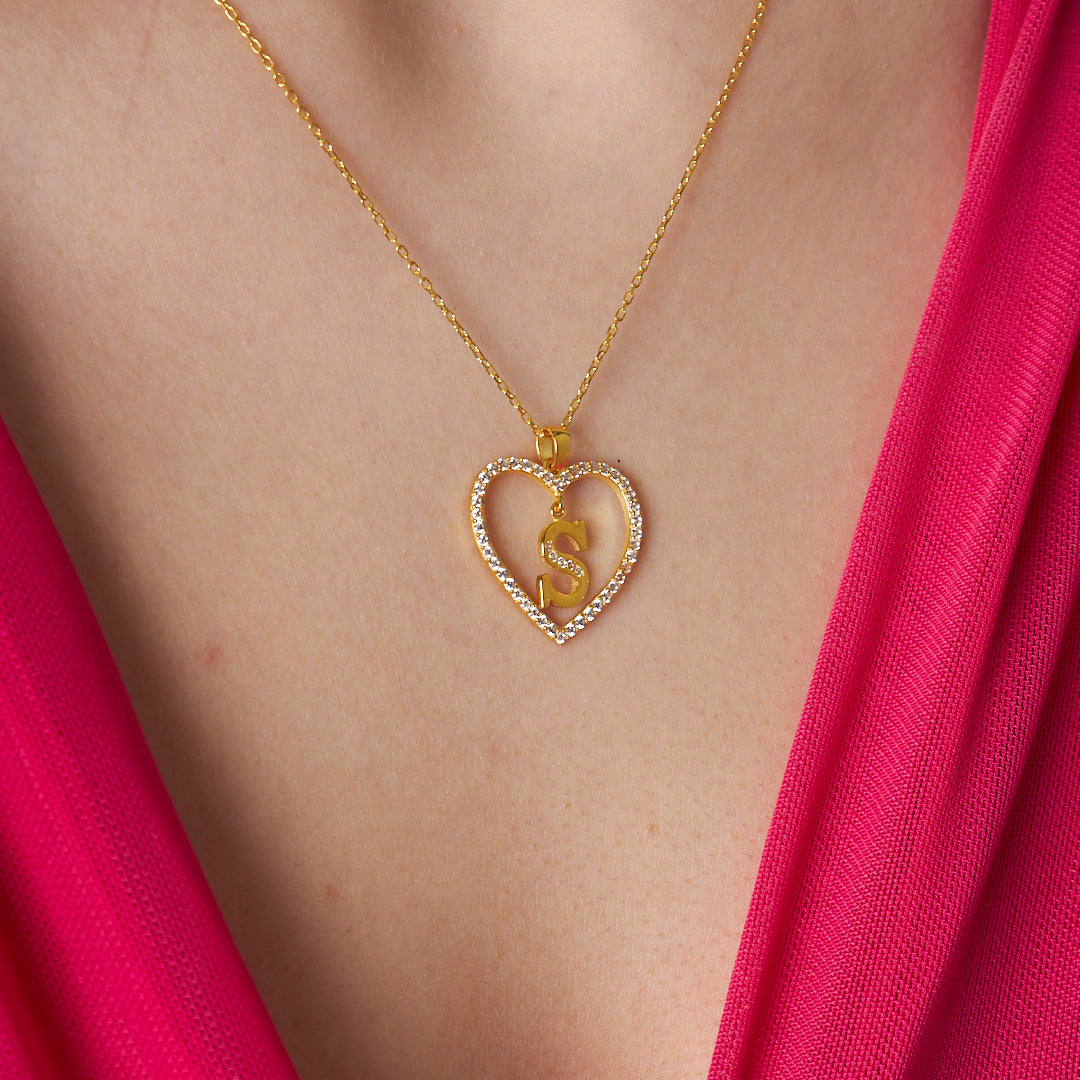 Harfli Kalp Kolye - 925 GÜMÜŞ