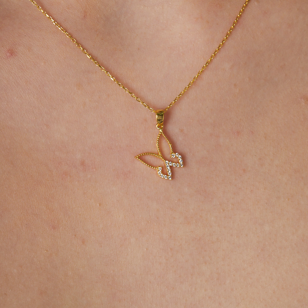 Kelebek Taşlı Kolye - 925 GÜMÜŞ