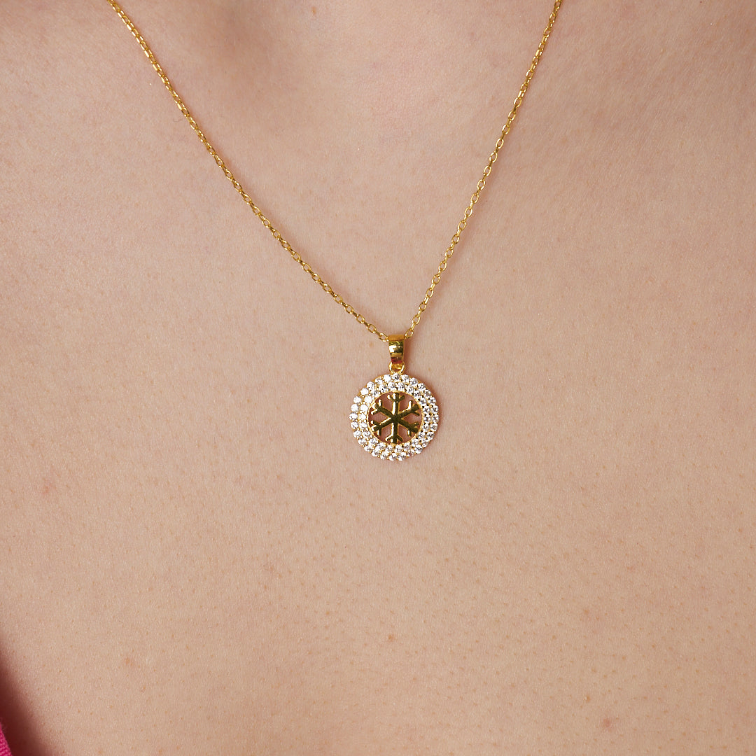 Fiyonklu Kar Tanesi Kolye - 925 GÜMÜŞ