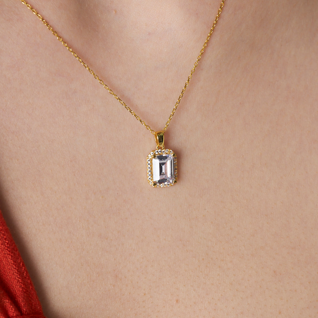 Baget Taşlı Trend Kolye - 925 GÜMÜŞ