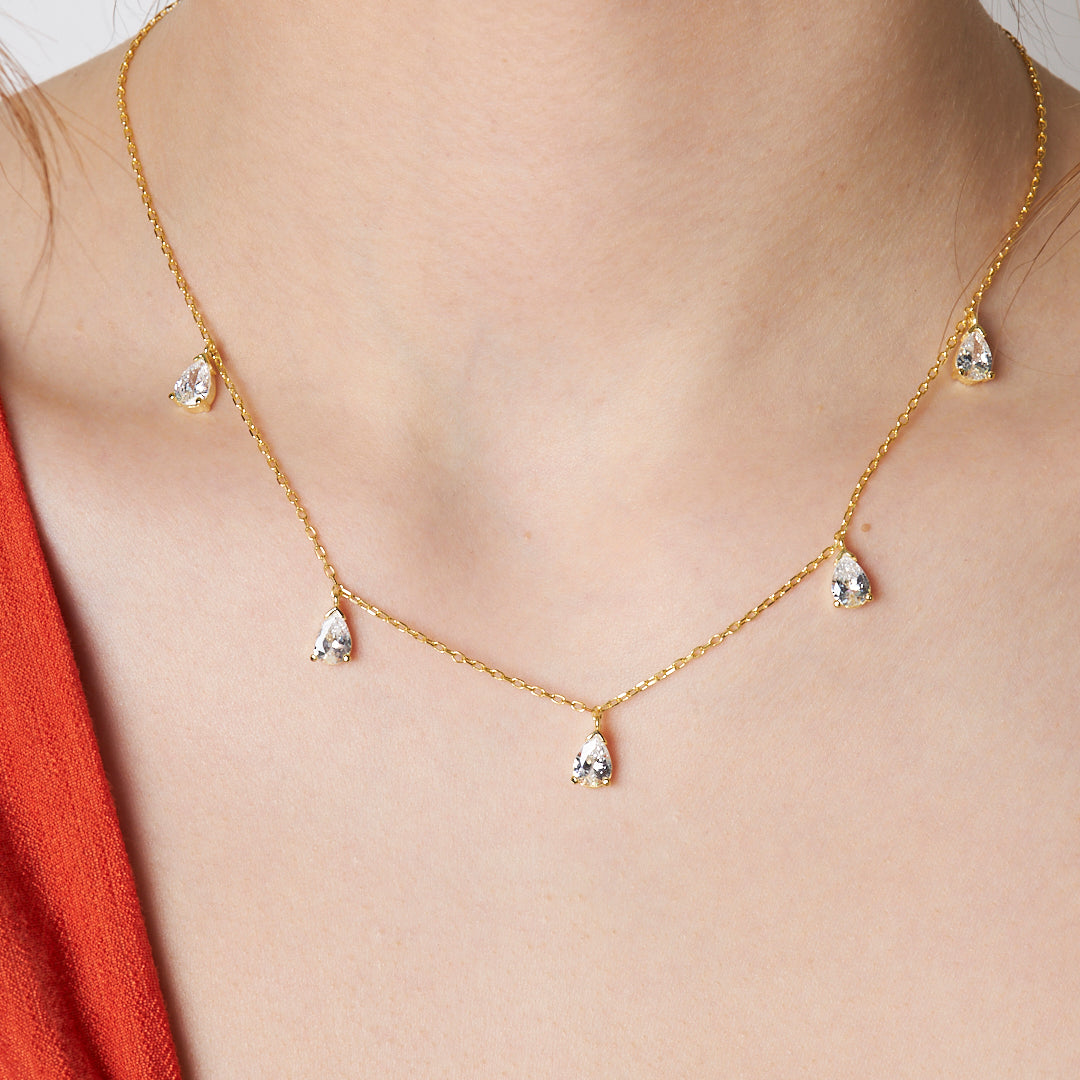 Sıralı Su Damlası Kolye - 925 GÜMÜŞ