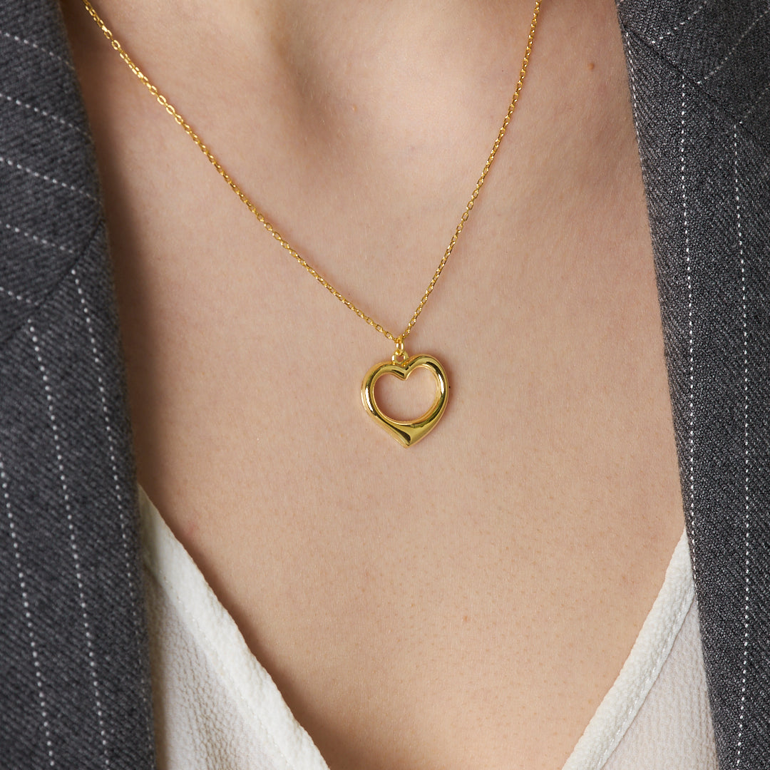 İçi Boş Kalp Kolye - 925 GÜMÜŞ