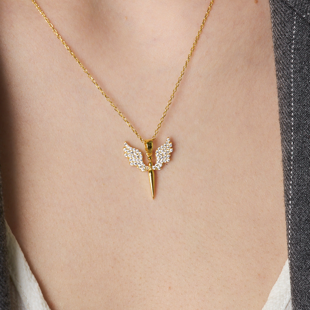 Taşlı Milkail Melek Kolye - 925 GÜMÜŞ