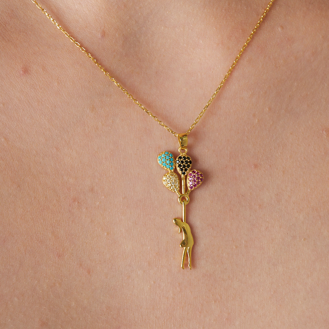 Uçan Balon Kız Kolye - 925 GÜMÜŞ