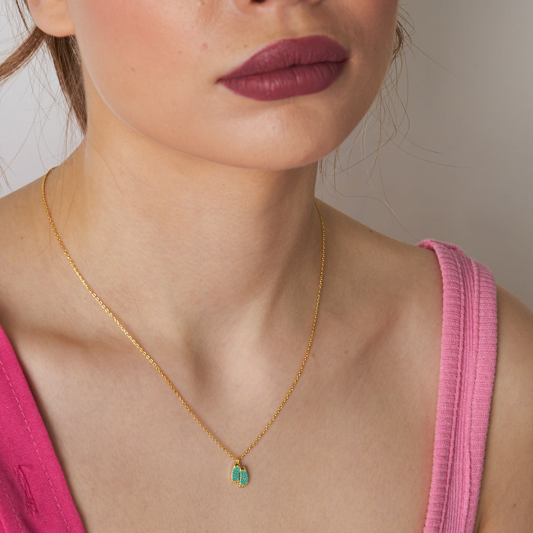 Taşlı Bebek Ayak Kolyesi - 925 GÜMÜŞ