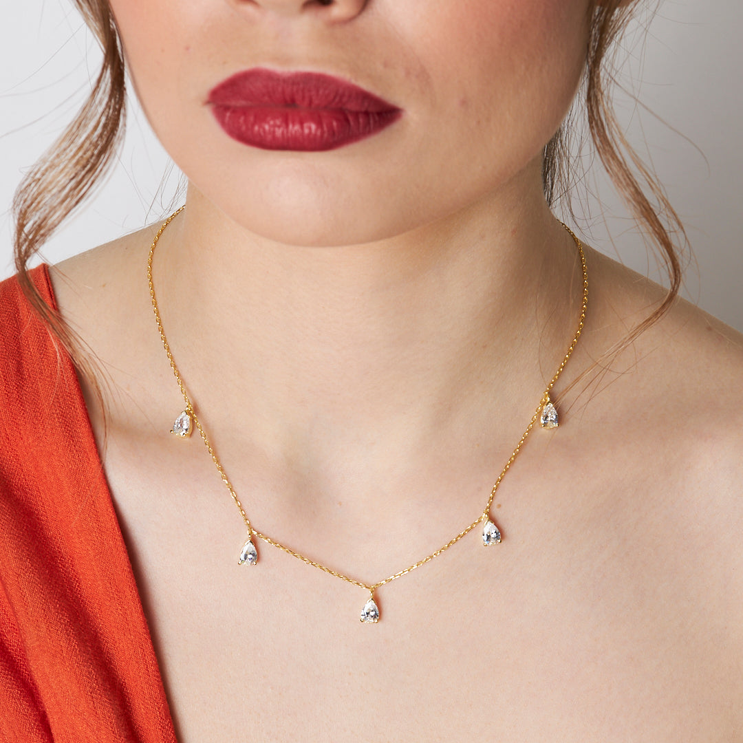 Sıralı Su Damlası Kolye - 925 GÜMÜŞ