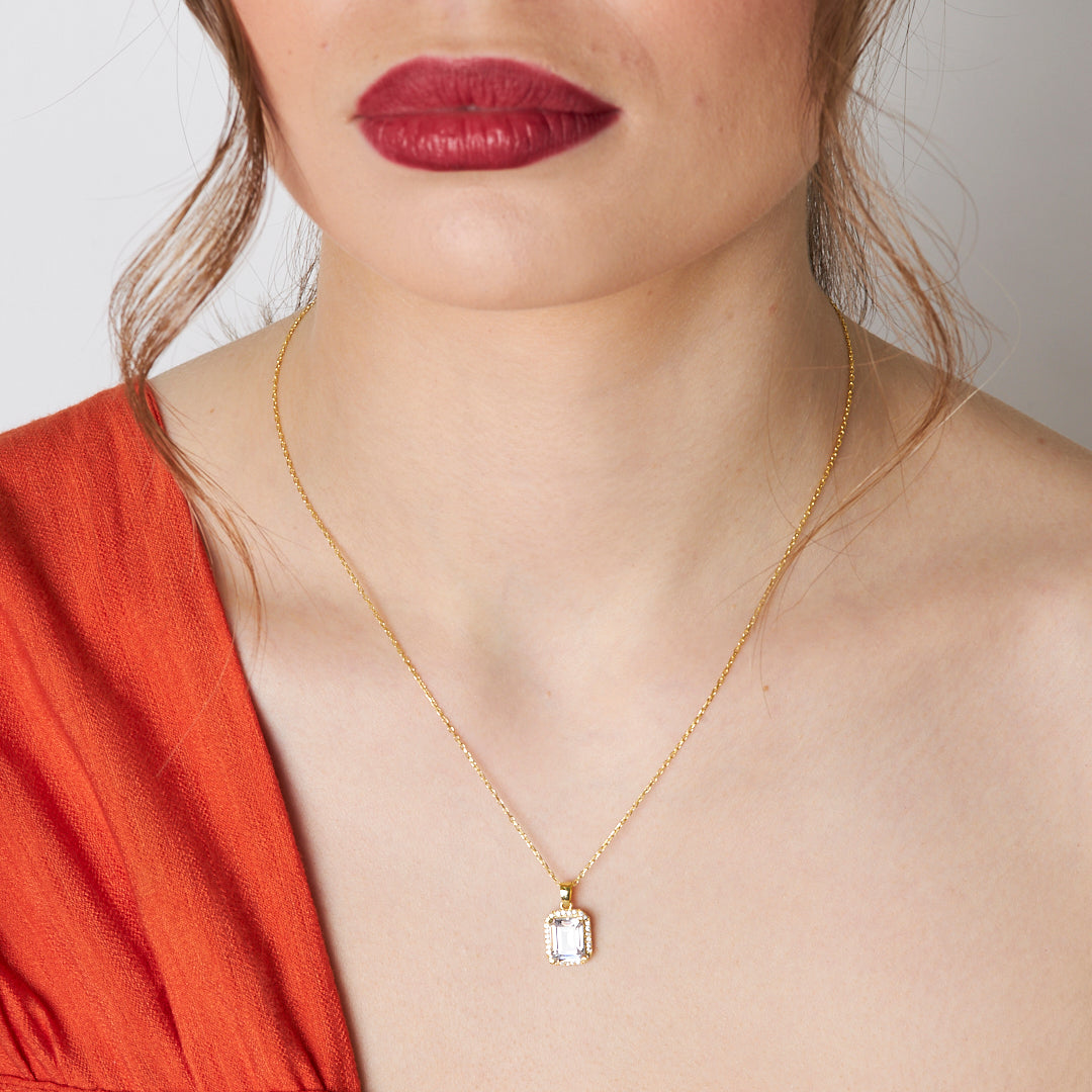 Baget Taşlı Trend Kolye - 925 GÜMÜŞ