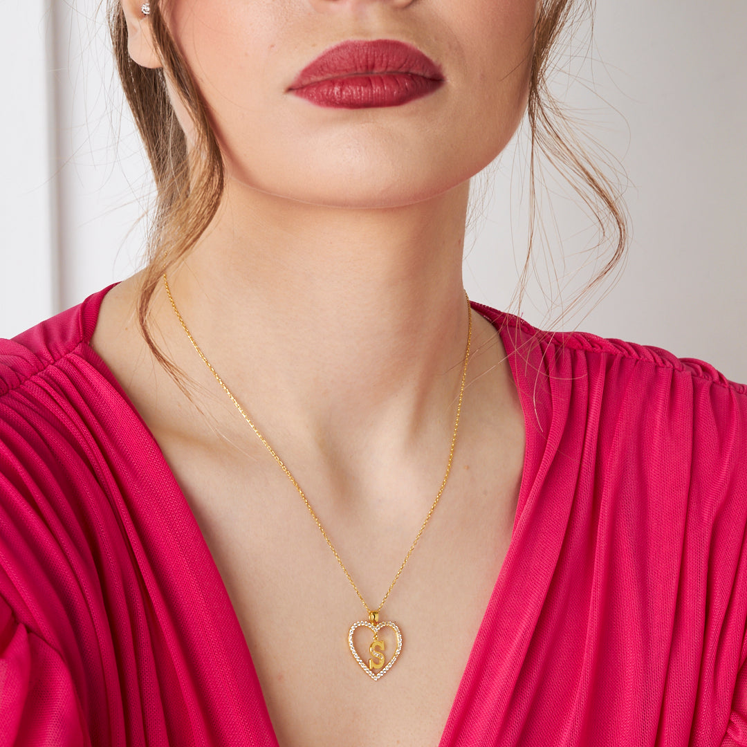 Harfli Kalp Kolye - 925 GÜMÜŞ