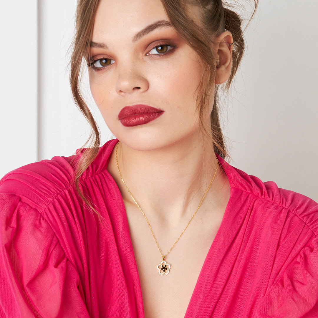 Çiçek Görünümlü Kolye - 925 GÜMÜŞ