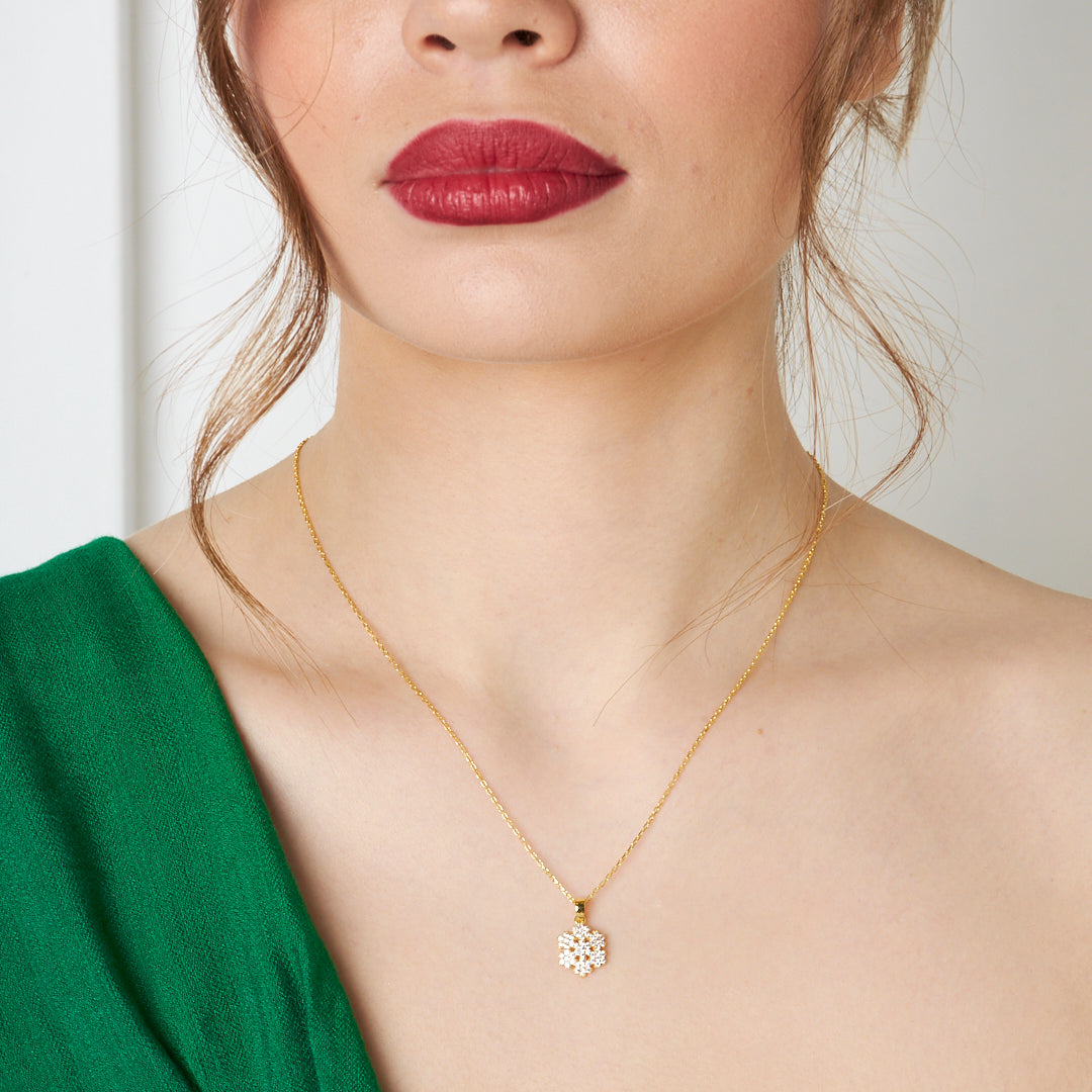 Işıltılı Kar Tanesi Kolye2 - 925 GÜMÜŞ