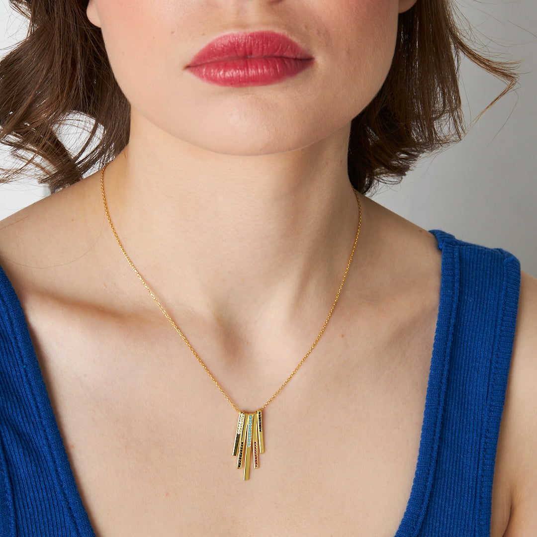 Renkli Çubuk Kolye - 925 GÜMÜŞ