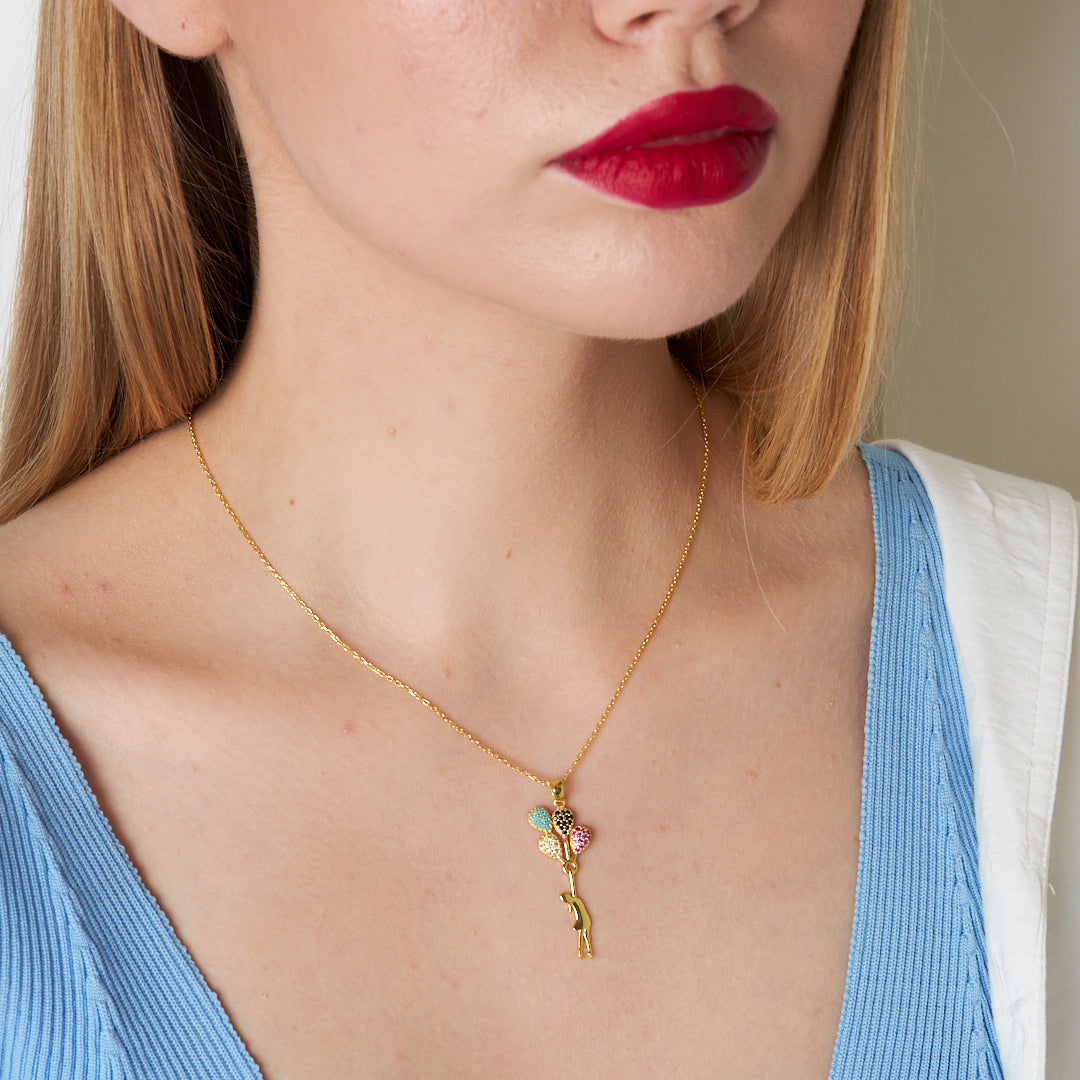 Uçan Balon Kız Kolye - 925 GÜMÜŞ