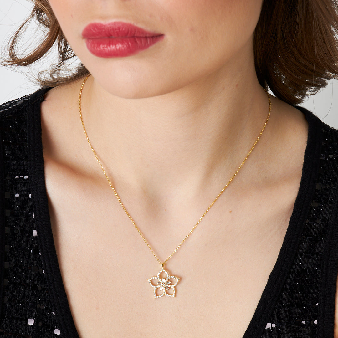 Manolya Çiçeği Kolye - 925 GÜMÜŞ