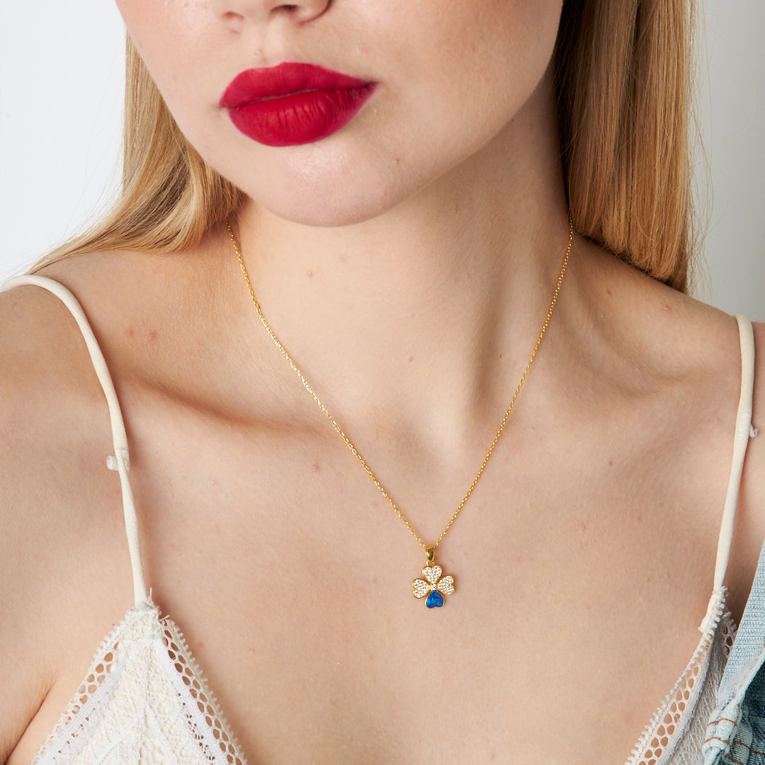 Mavi Detaylı Kolye - 925 GÜMÜŞ