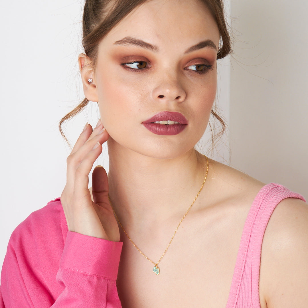 Taşlı Bebek Ayak Kolyesi - 925 GÜMÜŞ