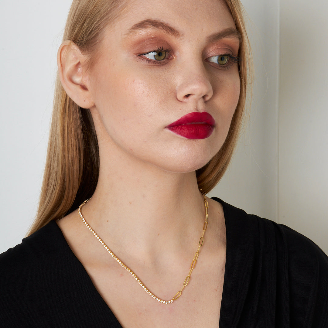 Su Yolu Dikdörtgen Zincir Kolye - 925 GÜMÜŞ