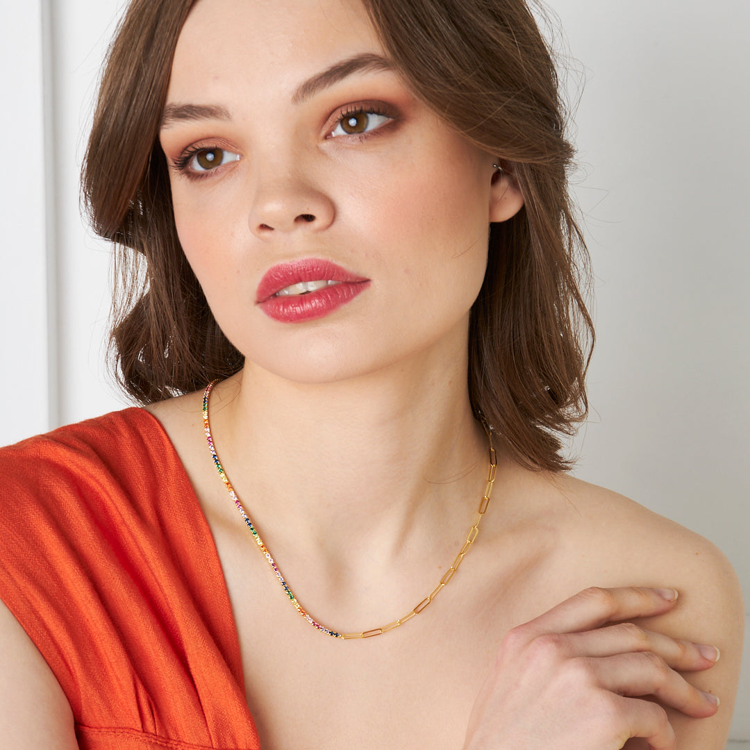 Zincirli Renkli Su Yolu - 925 GÜMÜŞ