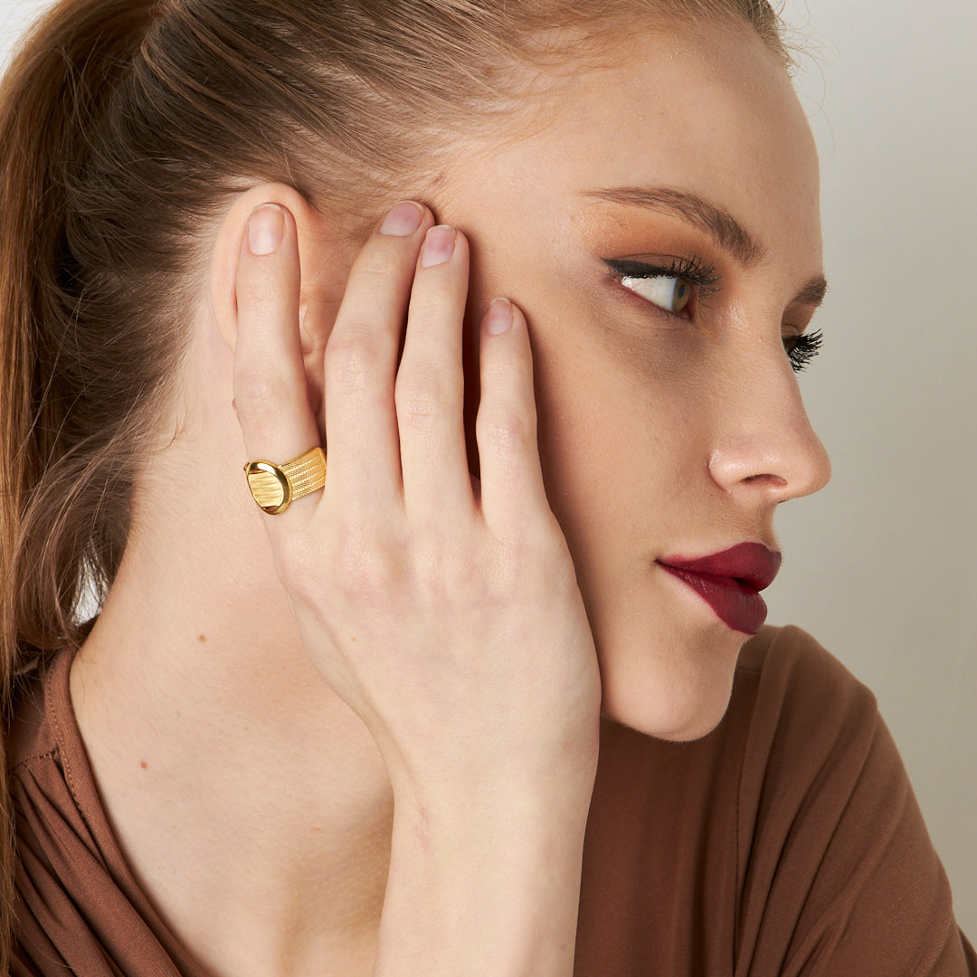 Beş Sıra Oval Örgülü Yüzük - 925 GÜMÜŞ