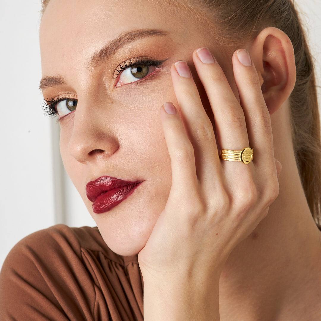 Detaylı Dört Sıralı Yuvarlak Hasır Yüzük - 925 GÜMÜŞ