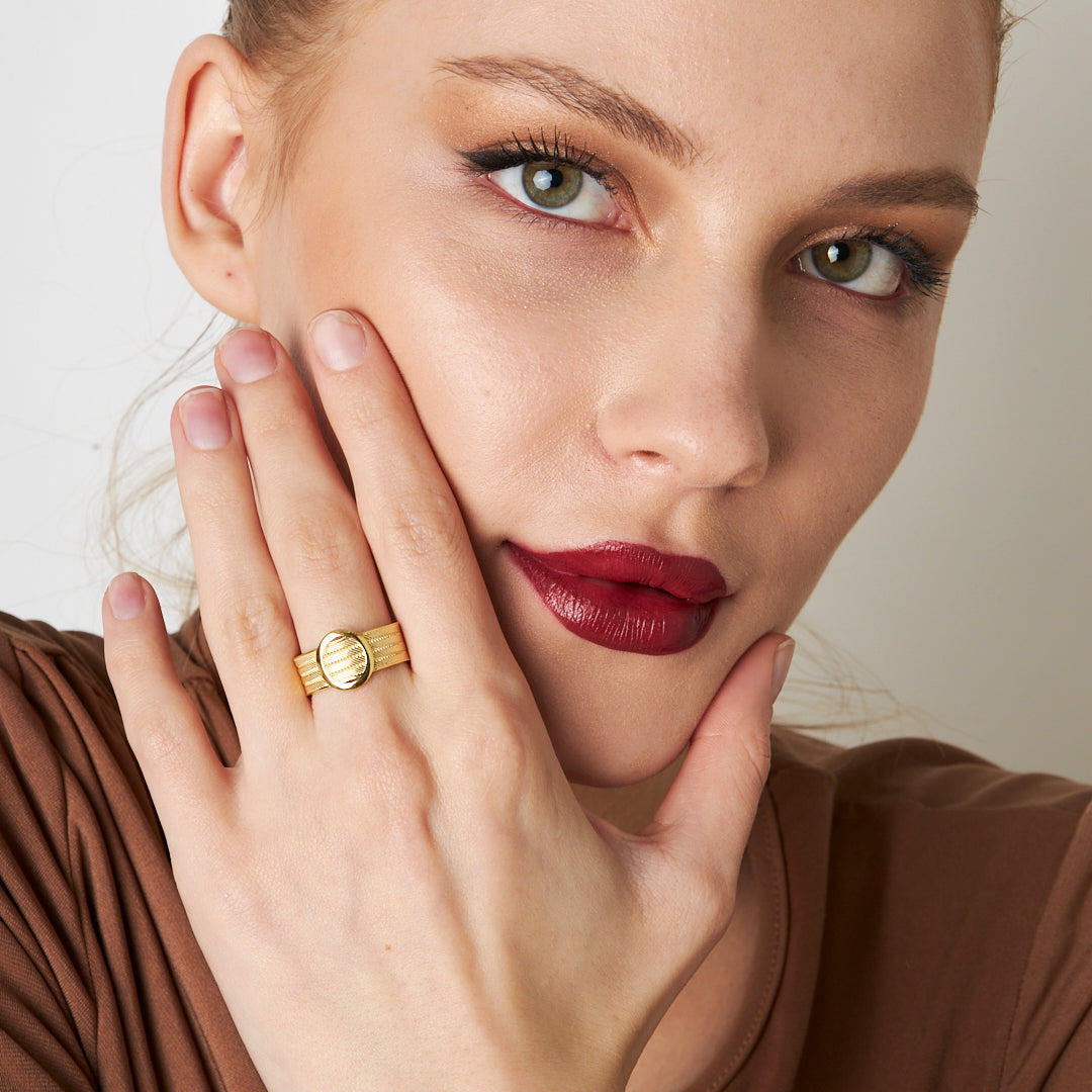 Dört Sıralı Klasik Yuvarlak Hasır Yüzük - 925 GÜMÜŞ