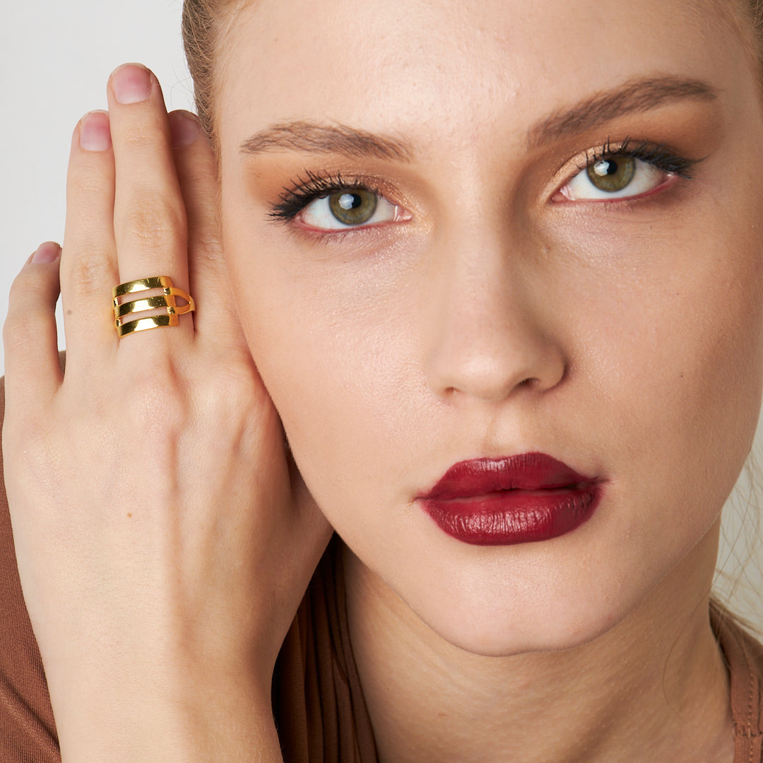 Üç Sıralı Nervürlü Halka - 925 GÜMÜŞ