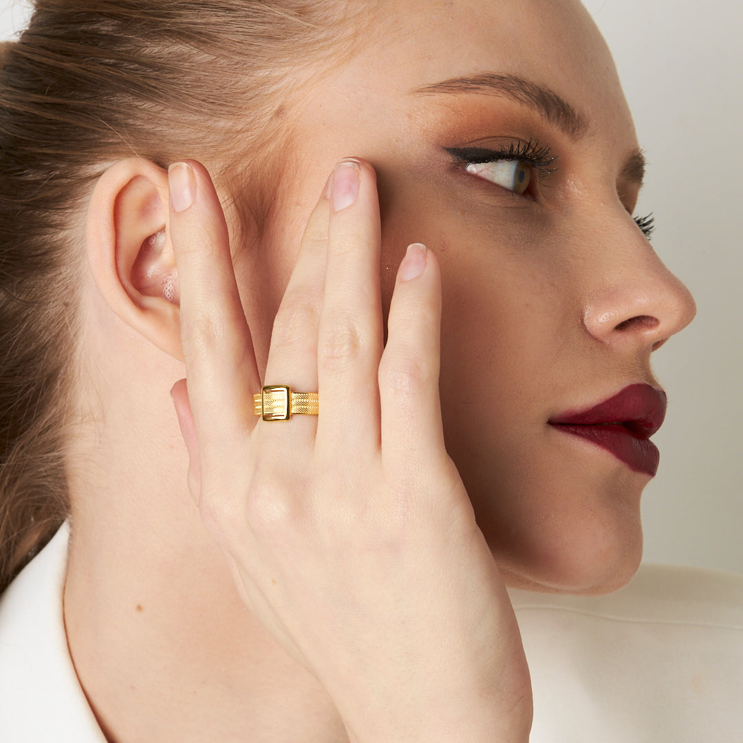 Üç Sıra Taşsız Basit Hasır Yüzük - 925 GÜMÜŞ