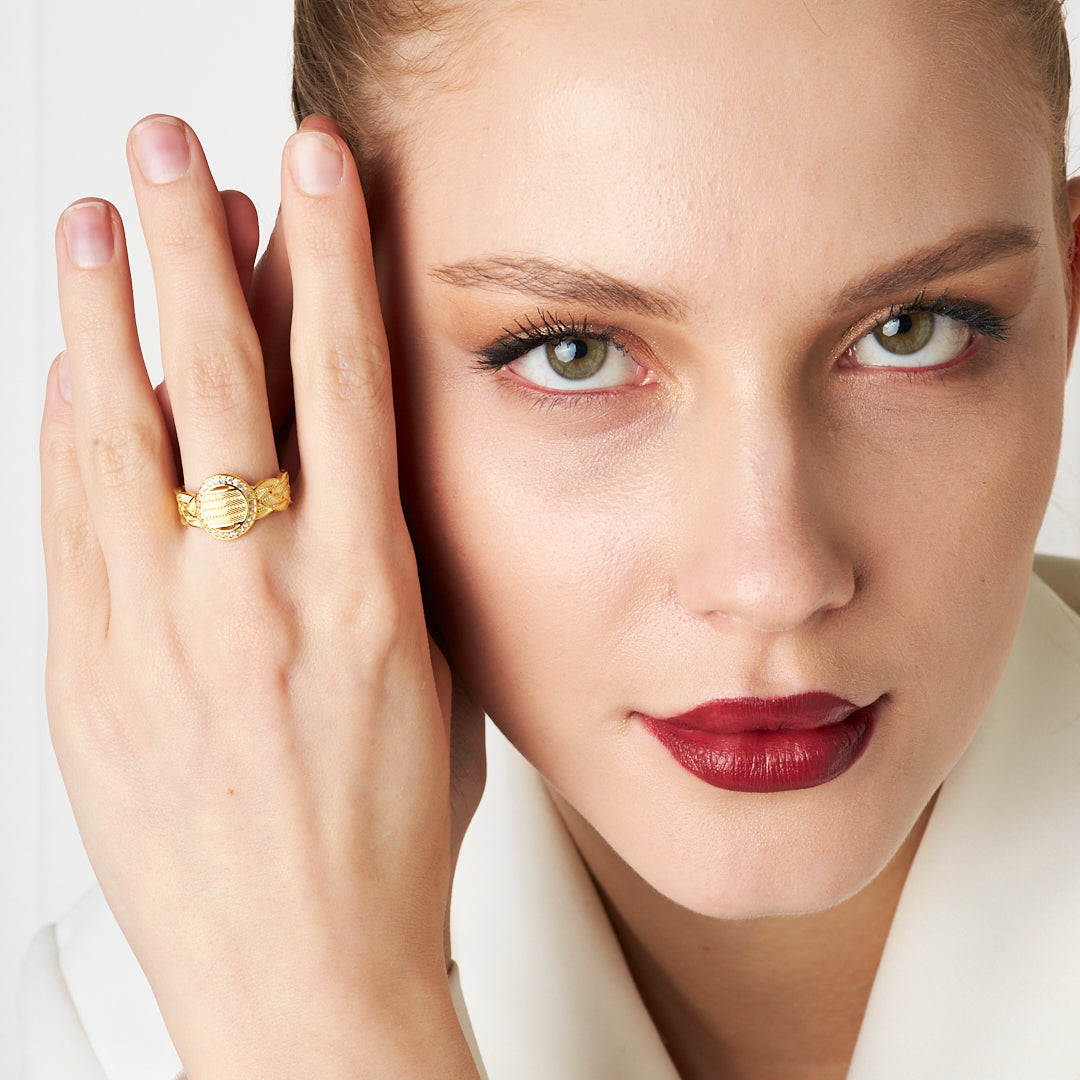 Taşlı Örgü Modeli Yüzük - 925 GÜMÜŞ