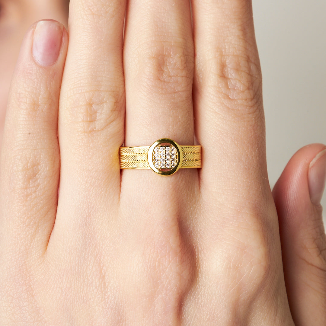 Üç Sıra Taşlı Yuvarlak Model Hasır Yüzük - 925 GÜMÜŞ