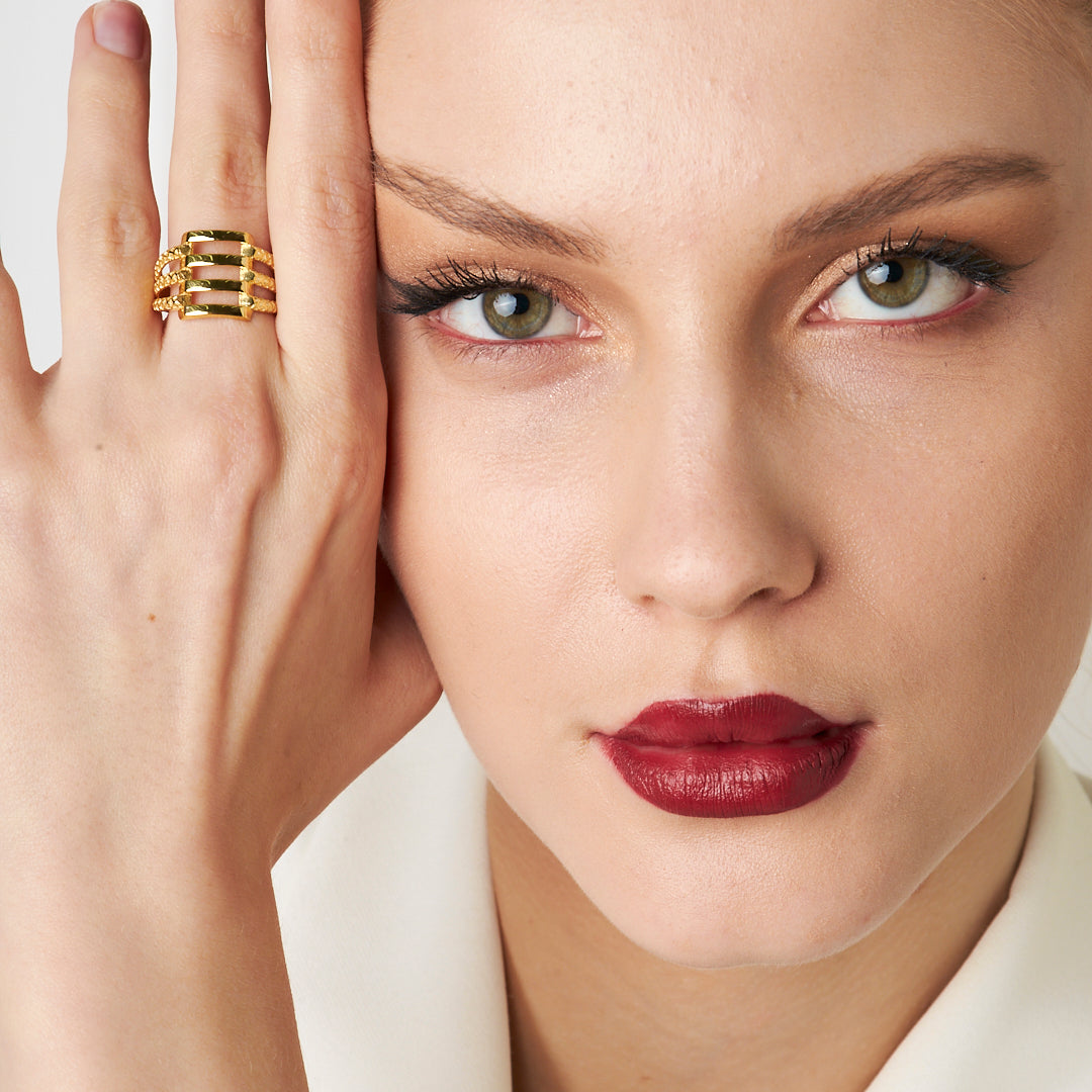 Kenarları Desenli Kaburga Halkası - 925 GÜMÜŞ