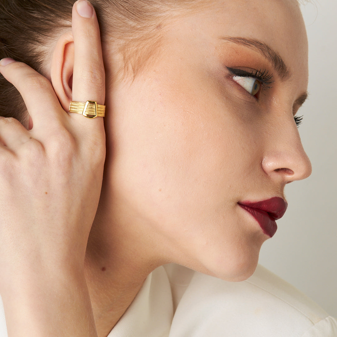 Dört Sıra Klasik Tokalı Hasır Yüzük - 925 GÜMÜŞ