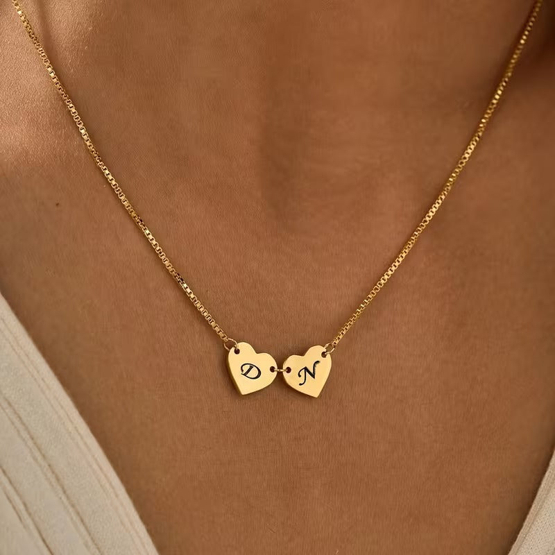 Kalp Figürlü Harfli Küp Zincir Kolye