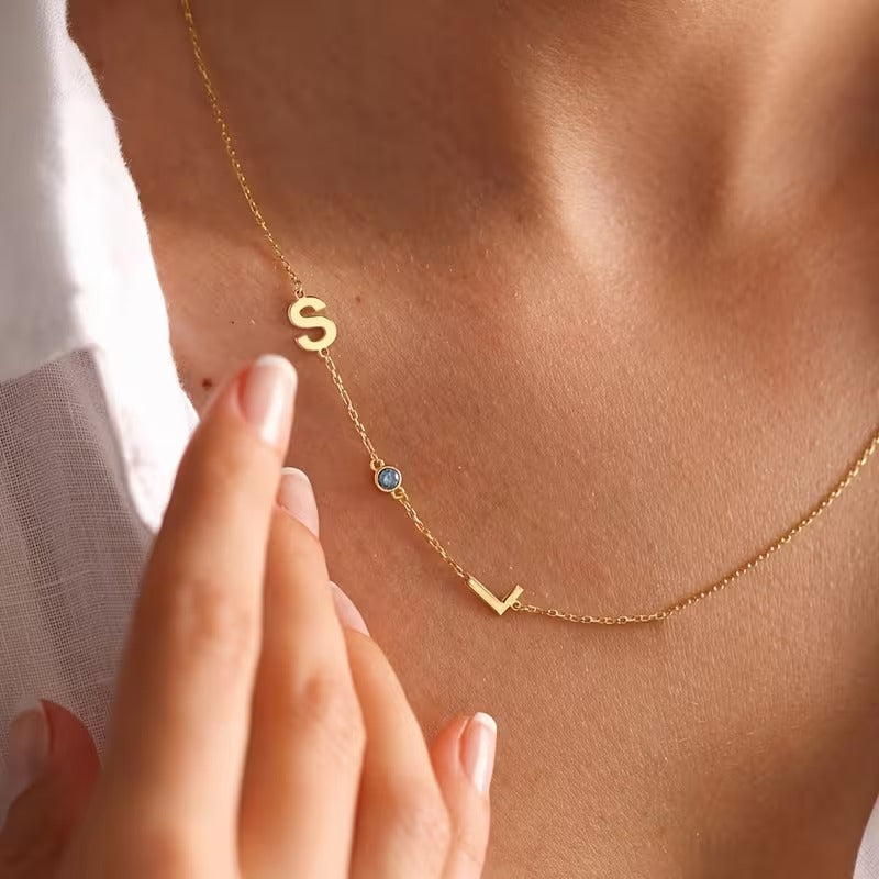 İki Harfi Doğum Ayı Taşlı Kolye