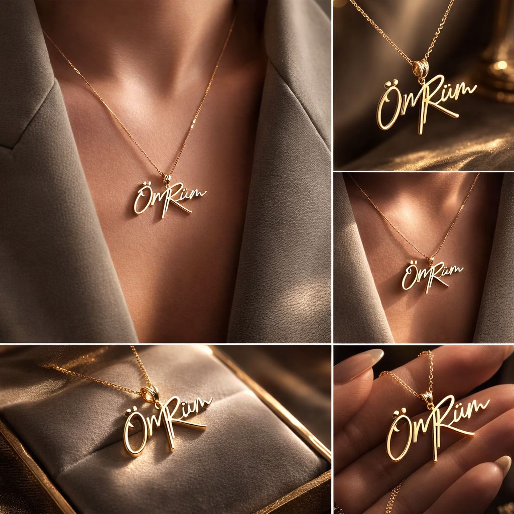 Kişiye Özel Ömrüm Yazılı 925 Ayar Gümüş Kolye