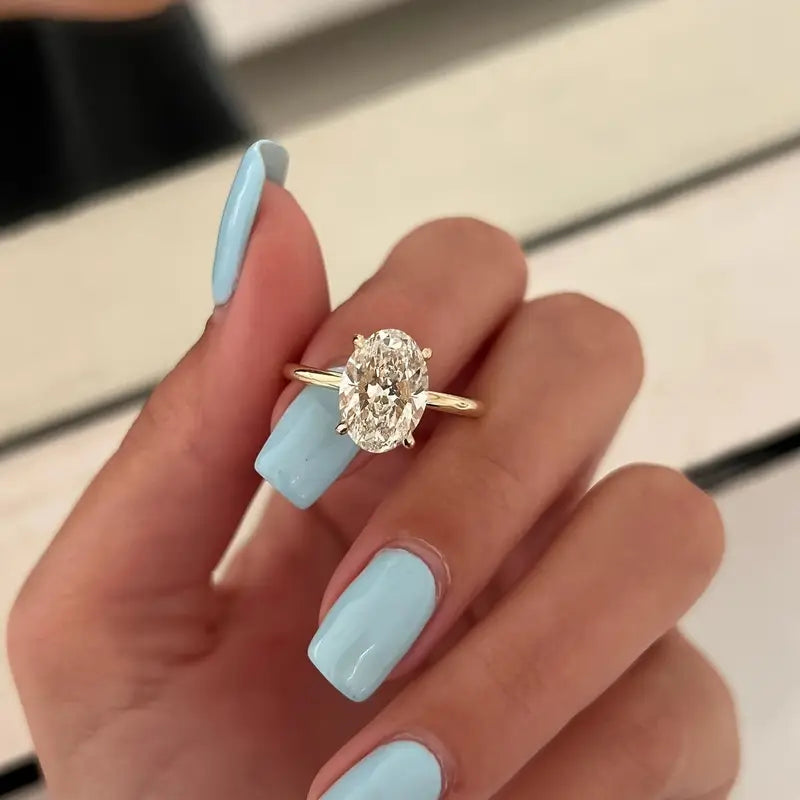 Oval Cut Tek TAŞ YÜZÜK - 925 Gümüş