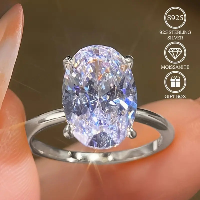 Oval Cut Tek TAŞ YÜZÜK - 925 Gümüş