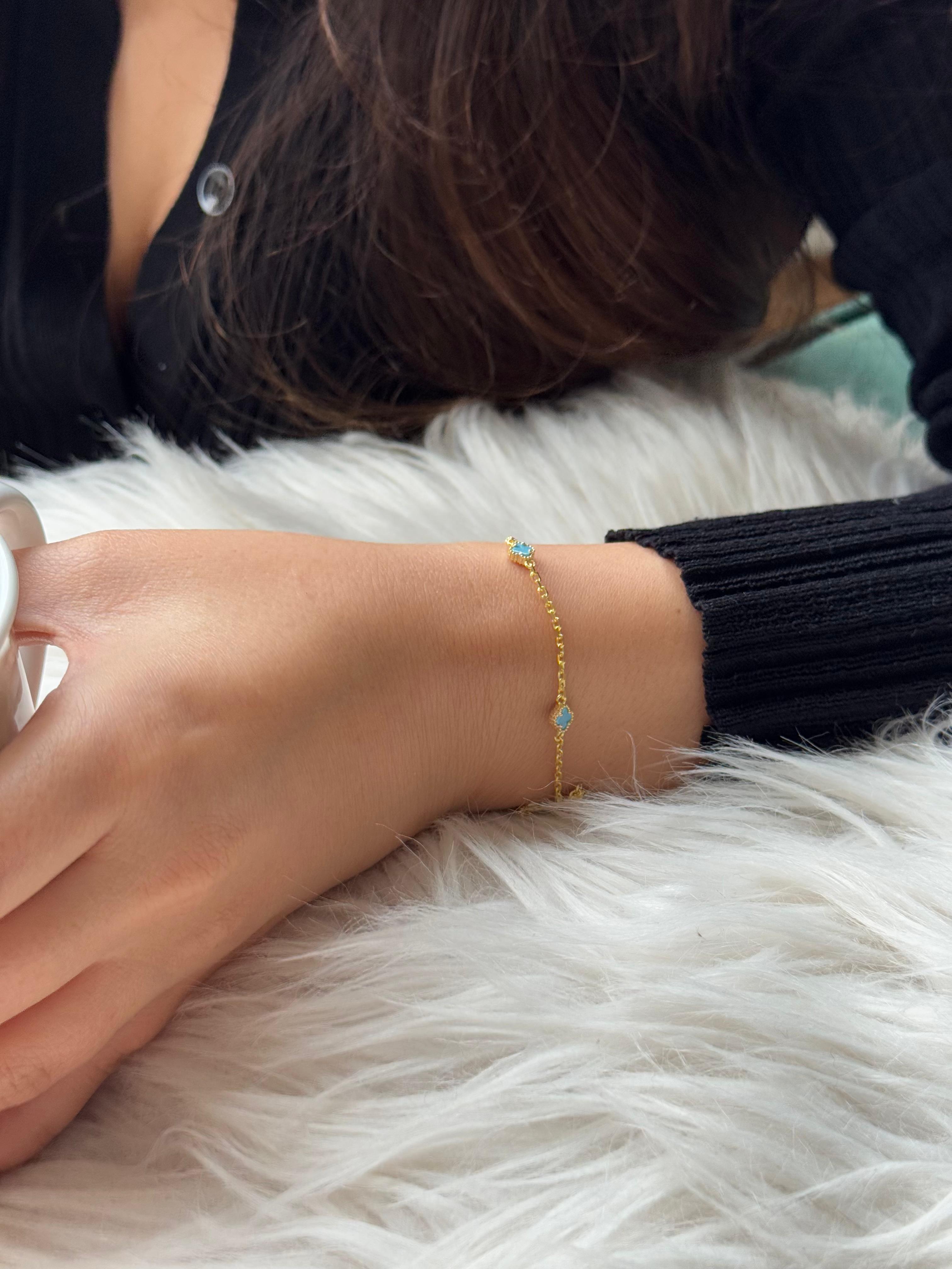 Modern Minimal Yonca Bileklik 925 GÜMÜŞ