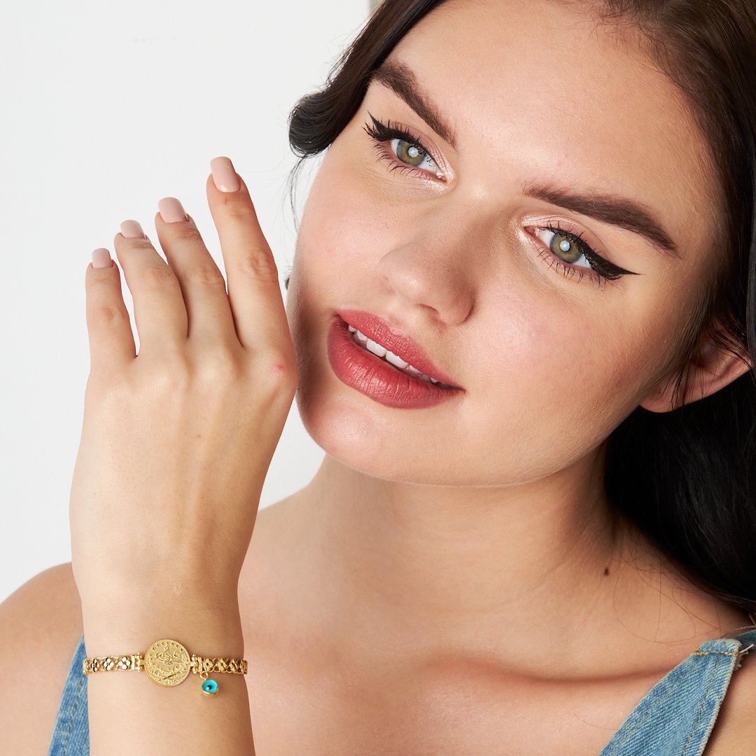 Dört Yapraklı Yonca Zincirli Nazar Bileklik - 925 GÜMÜŞ