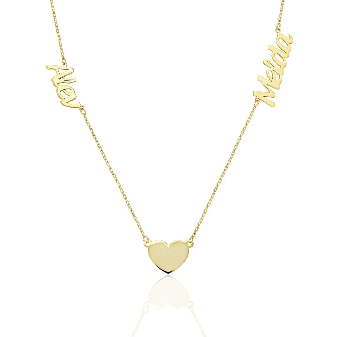 İki İsimli Kalbim kolye - 925 GÜMÜŞ