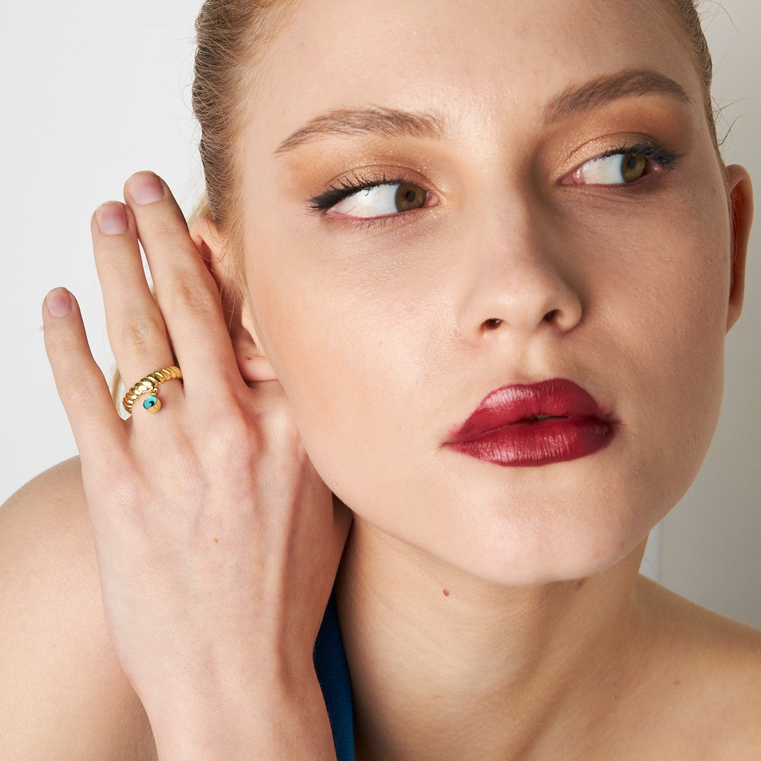 Nazar sarkan 14K ALTIN yüzük