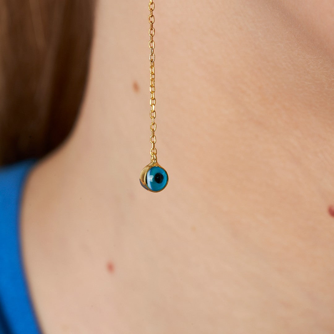 Nazar Sarkan Zincir Küpeler - 925 GÜMÜŞ