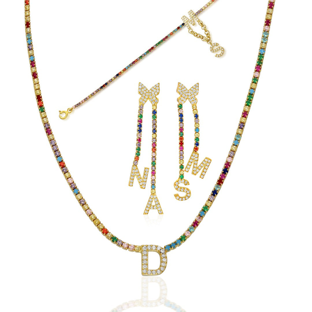 Harfli Renkli Su Yolu Set - 925 GÜMÜŞ