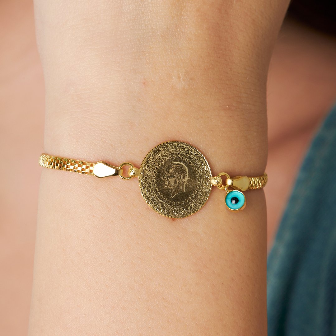 Charmlı Çeyrek Zincir Bileklik - 925 GÜMÜŞ