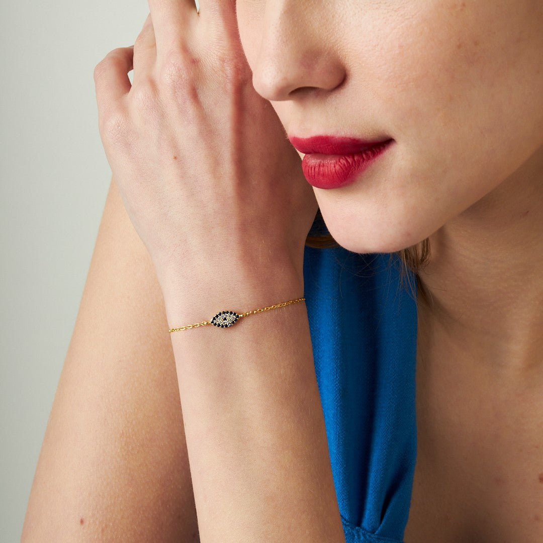 Zirkon Taşlı Göz Bileklik - 925 GÜMÜŞ