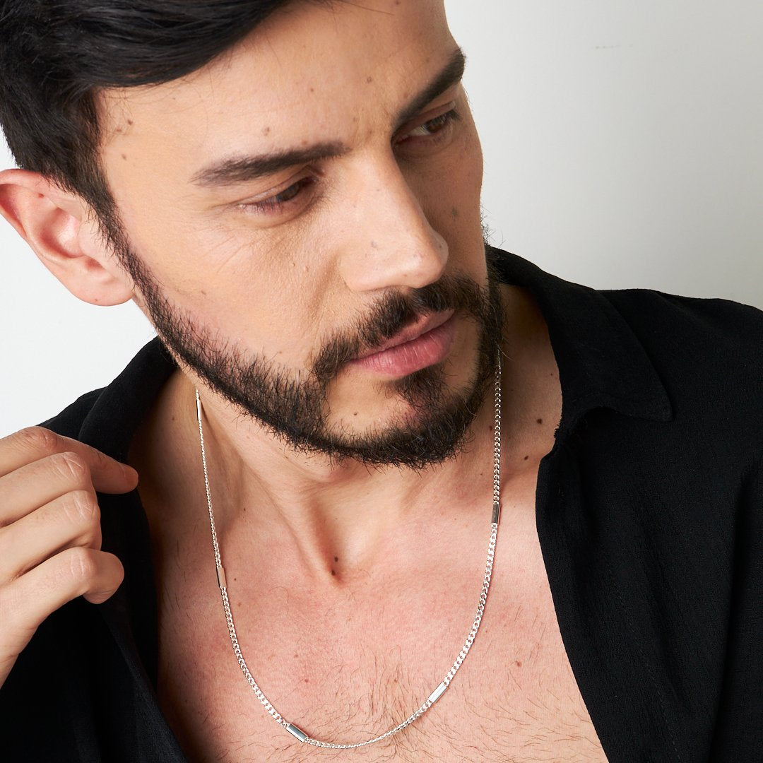 Parçalı Gurme Zincir Kolye - 925 GÜMÜŞ