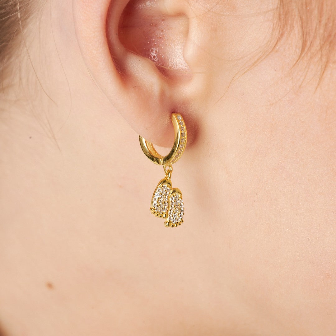 Taşlı Bebek Ayak İzi Küpesi - 925 GÜMÜŞ