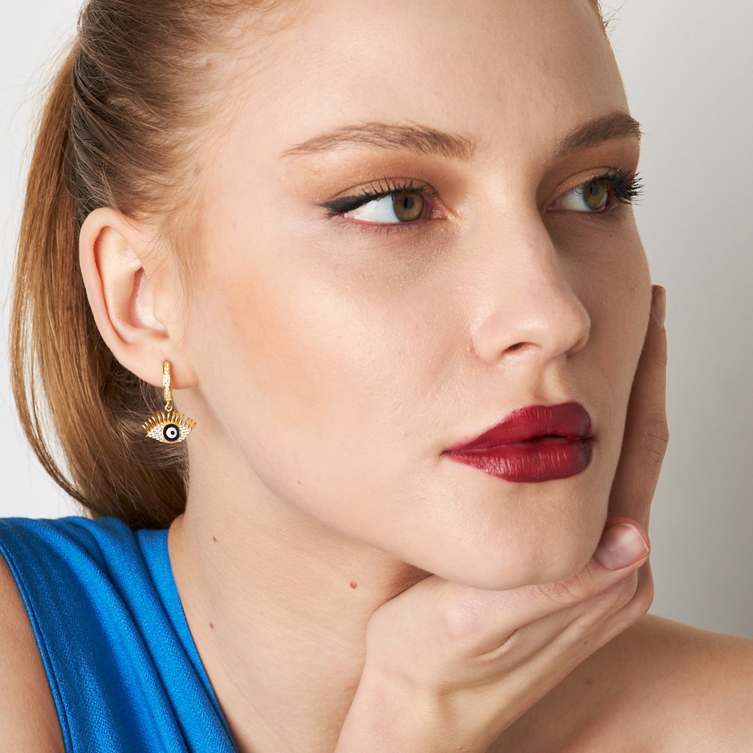 Nazarlı Göz Küpesi - 925 GÜMÜŞ