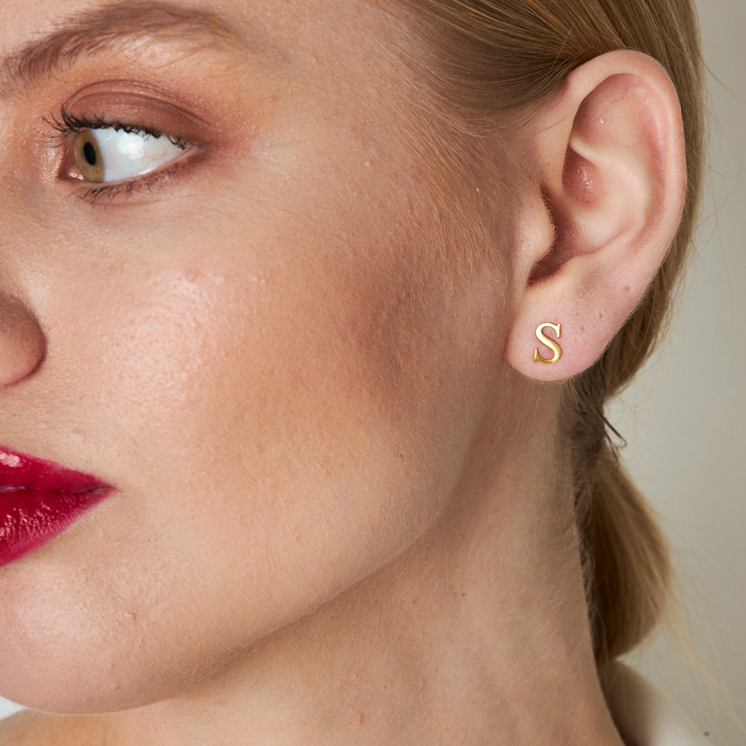 Taşsız Harf Küpe - 925 GÜMÜŞ