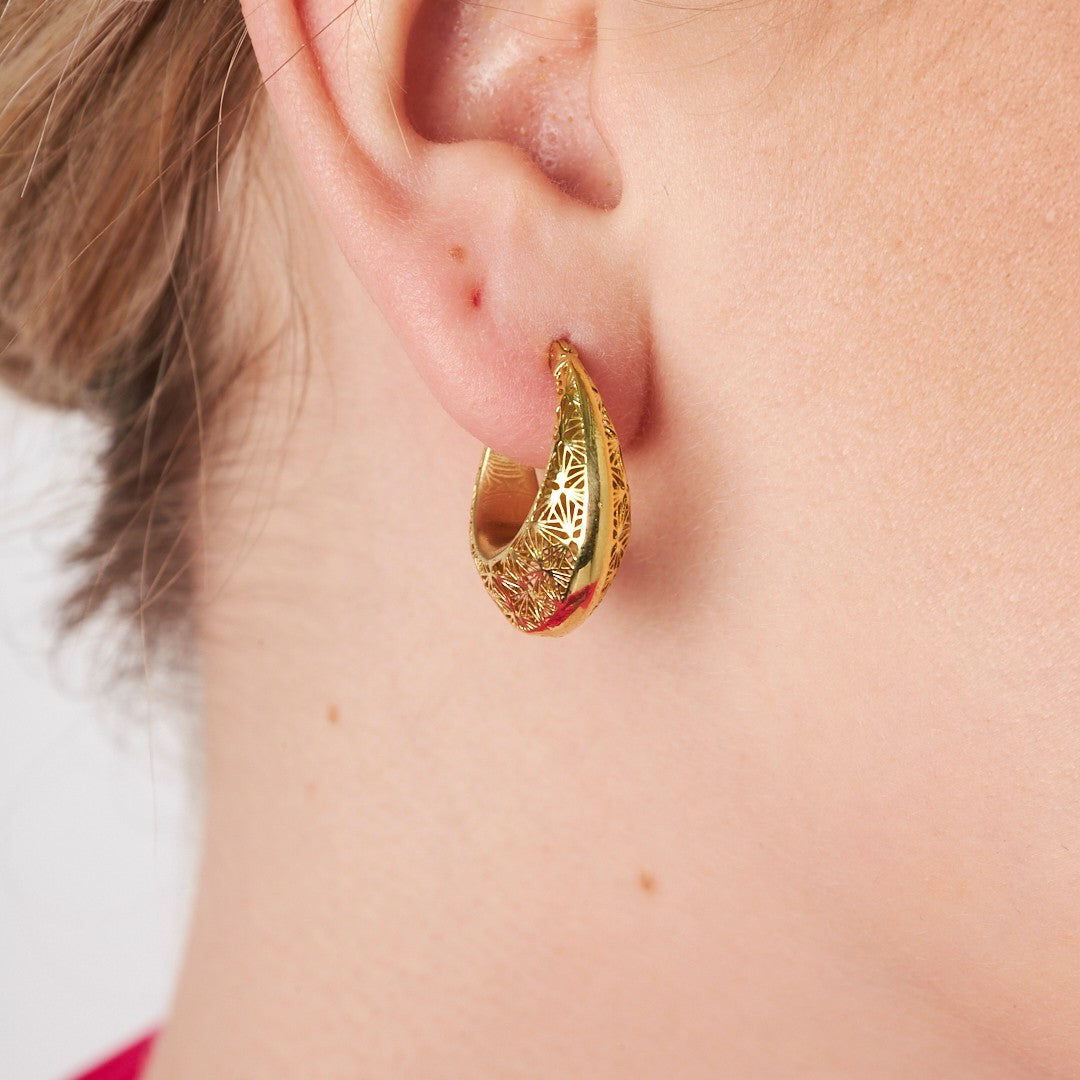 Petek Tasarımlı Küpe - 925 GÜMÜŞ