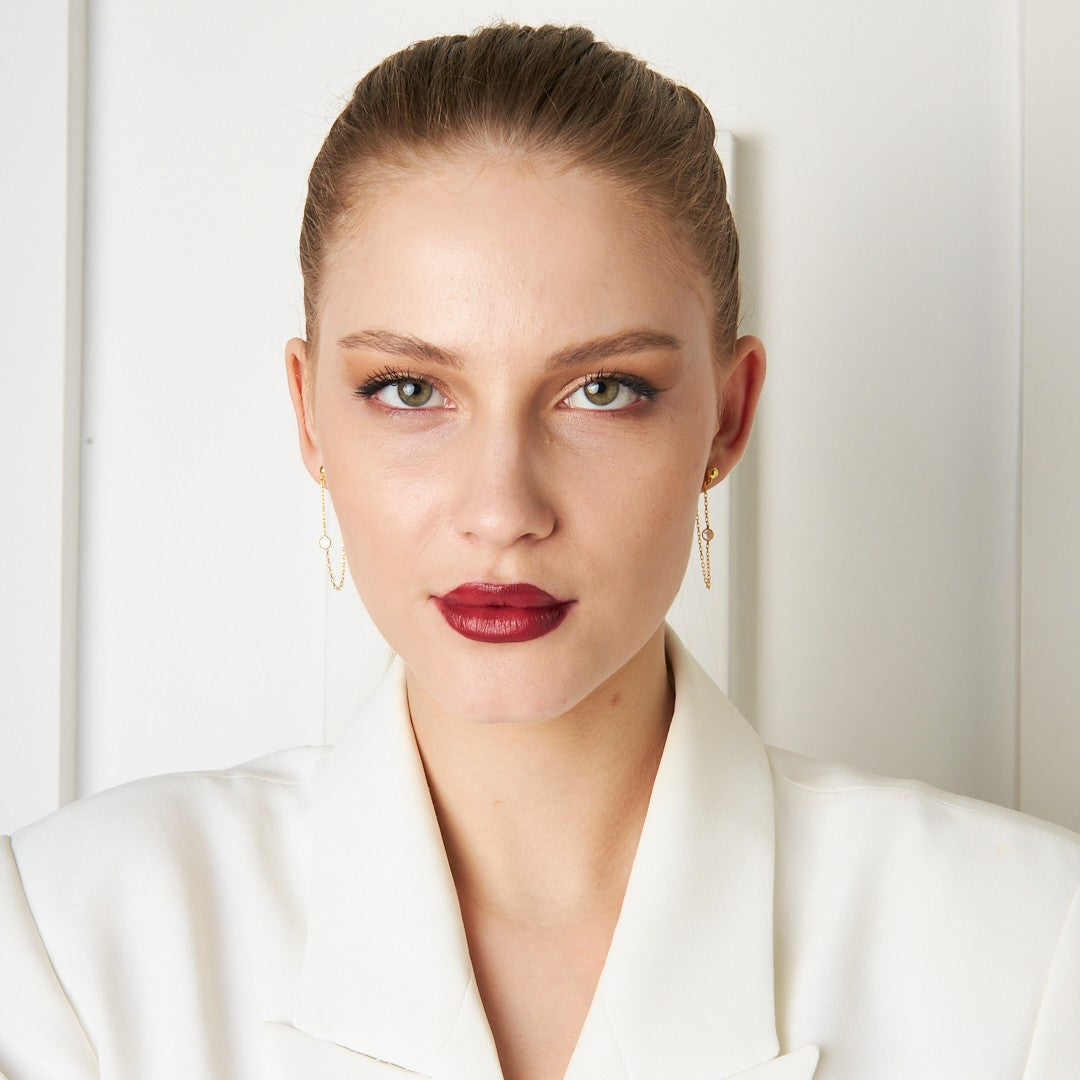 Asılı Zirkon Küpeler - 925 GÜMÜŞ